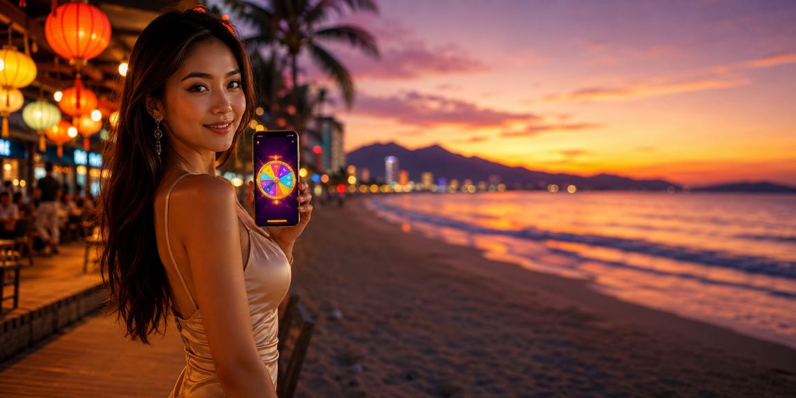 Không khí chơi roulette tại chợ đêm Đà Nẵng với ánh đèn và màn hình trực tiếp