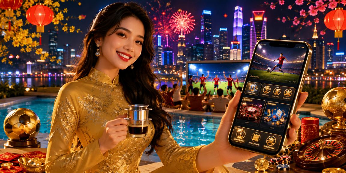 Người phụ nữ mặc áo dài truyền thống sử dụng ứng dụng casino trên điện thoại tại TP.HCM