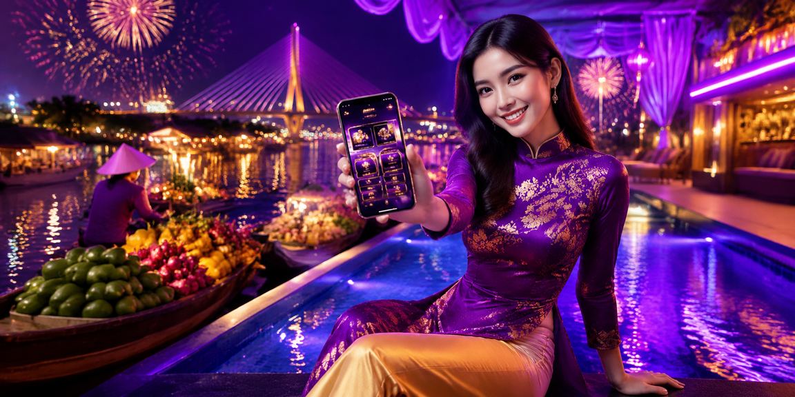 Phụ nữ áo dài miền Tây sử dụng ứng dụng casino trên vùng sông Mekong